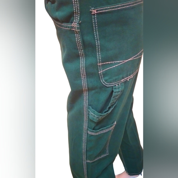 Bershka Straight Leg Cargo Women Jeans Dark Forest Size 00 - Picture 3 of 10